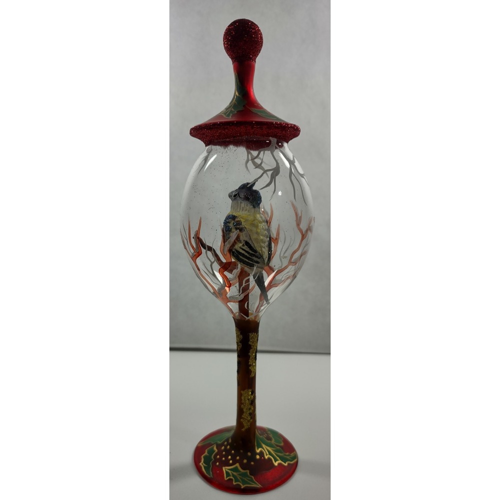 Hand Made/Painted Glass Tabletop Ornament "Red Christmas Dove" - Made in Poland - Picture 3 of 5